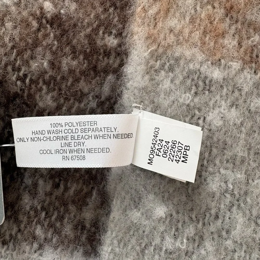 New On 34th Classic Large Check Supersoft Wrap Scarf Gray, Brown, Lavender